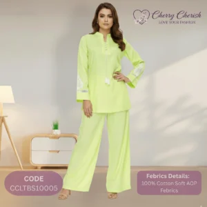 Neon Green Cotton Two-Piece Suit / Set