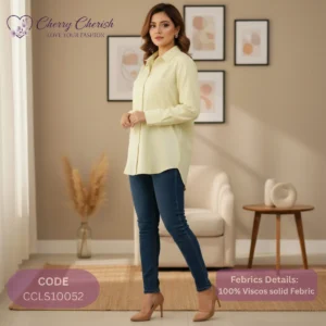 Women's Lemon Yellow 100% Viscose Longline Shirt