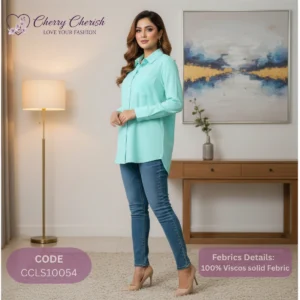 Women's Premium Solid Longline Button-Down Shirt