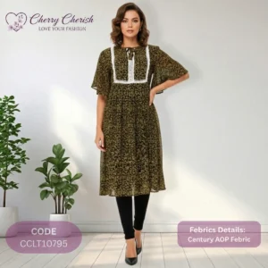 Earthy Olive Floral Lace Tunic